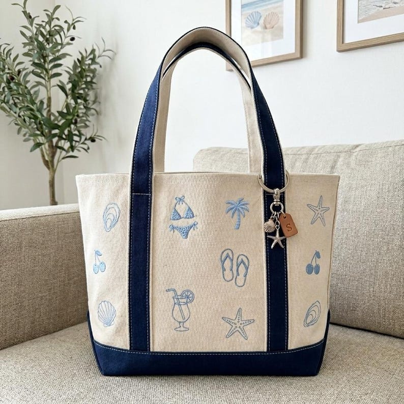 Personalized Embroidered Canvas Boat Tote, Custom Monogram Beach Bag, Preppy Bachelorette Gift bild 3