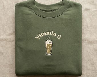 Embroidered Vitamin G Beer Sweatshirt, Irish St Patrick's Day Crewneck