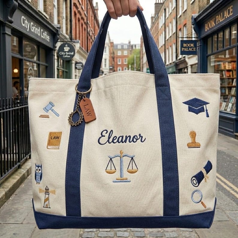 Celebrate the hard work and dedication of the legal professional in your life with our Personalized Lawyer Boat Tote Bag. Whether it’s for a first-year law student, a recent Bar Exam passer, or a seasoned Attorney, this bag is designed to carry everything from heavy law books to daily essentials with elegance and pride.