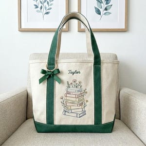 Elevate your library runs and coffee dates with our Personalized Bookish Icon Boat Tote. This isn't just a bag—it's a curated "vibe" for the true book lover. Featuring a whimsical "Icon Dump" of adorable bookworms with glasses, cozy book stacks, and your essential cup of coffee, this tote is professionally embroidered to provide a luxury, 3D textured finish that far outlasts any print.