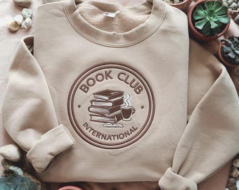 Retro Book Club Shirt, Embroidered Book Club Crewneck, Bookworm Sweater, Bookish Gift, Funny Shirt for Readers, Book Lover Gift