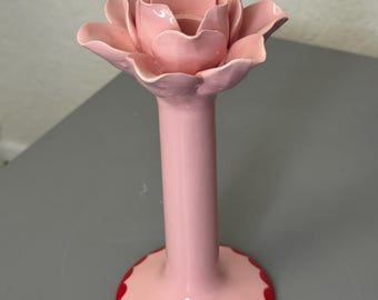 Vaisselle för Anthropologie rosa blomljusstake - Utgången keramisk konisk ljusstake