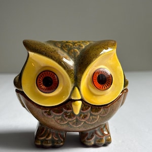 Vintage Owl Luv Candle Holder • 1970s Ceramic Kitsch Decor