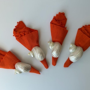 Iridescent Shell Napkin Rings, Coastal Beach House Decor, Set of 4