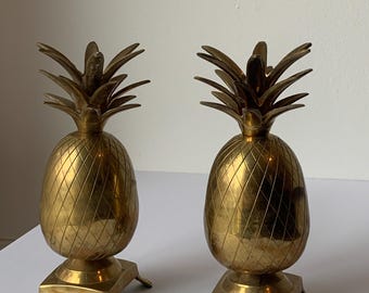 Vintage Brass Pineapple Candle Holders | Hollywood Regency Decor, Pair