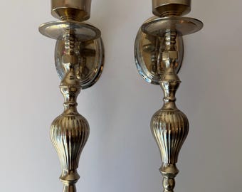 Vintage Brass Wall Sconces | Hollywood Regency Candle Holders, Made in India