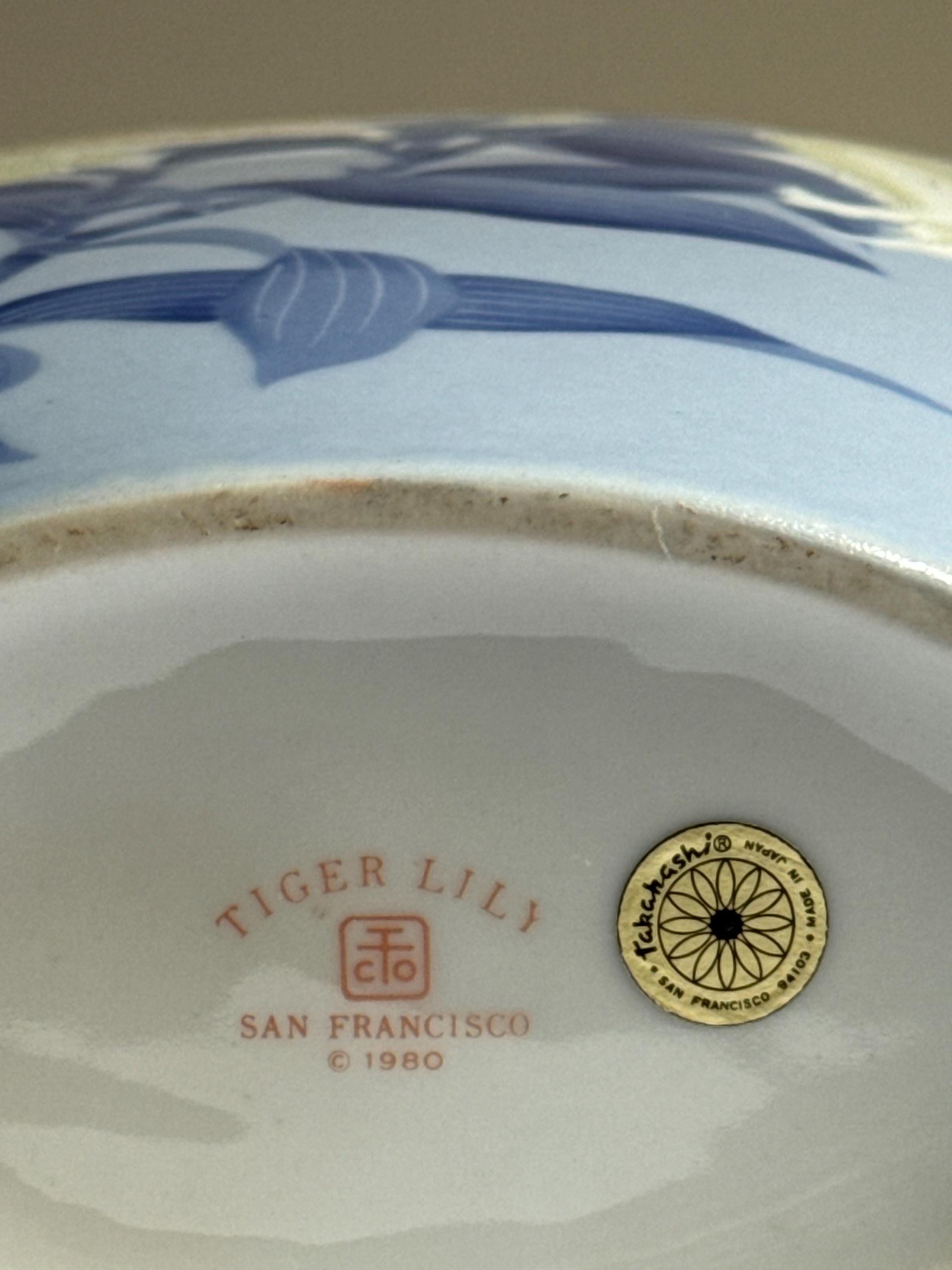 Vintage Takahashi Porcelain Vase • Tiger Lily, Blue Floral, San