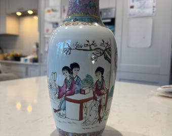 Jarrón de porcelana pintado a mano de la Familia Rosa china