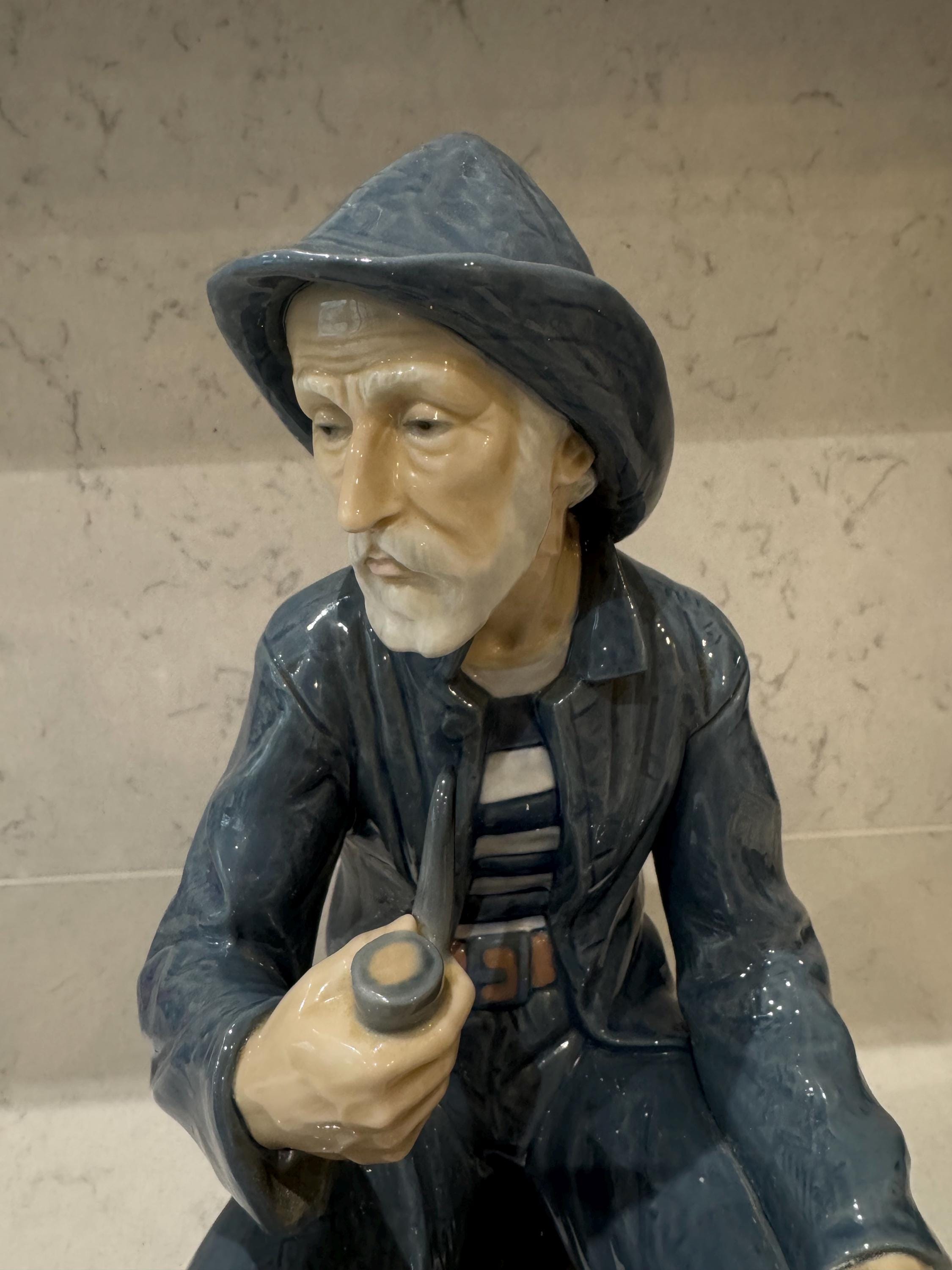 Lladro NAO Figurine Old Fisherman Sailor Smoking Pipe - 39cm Tall