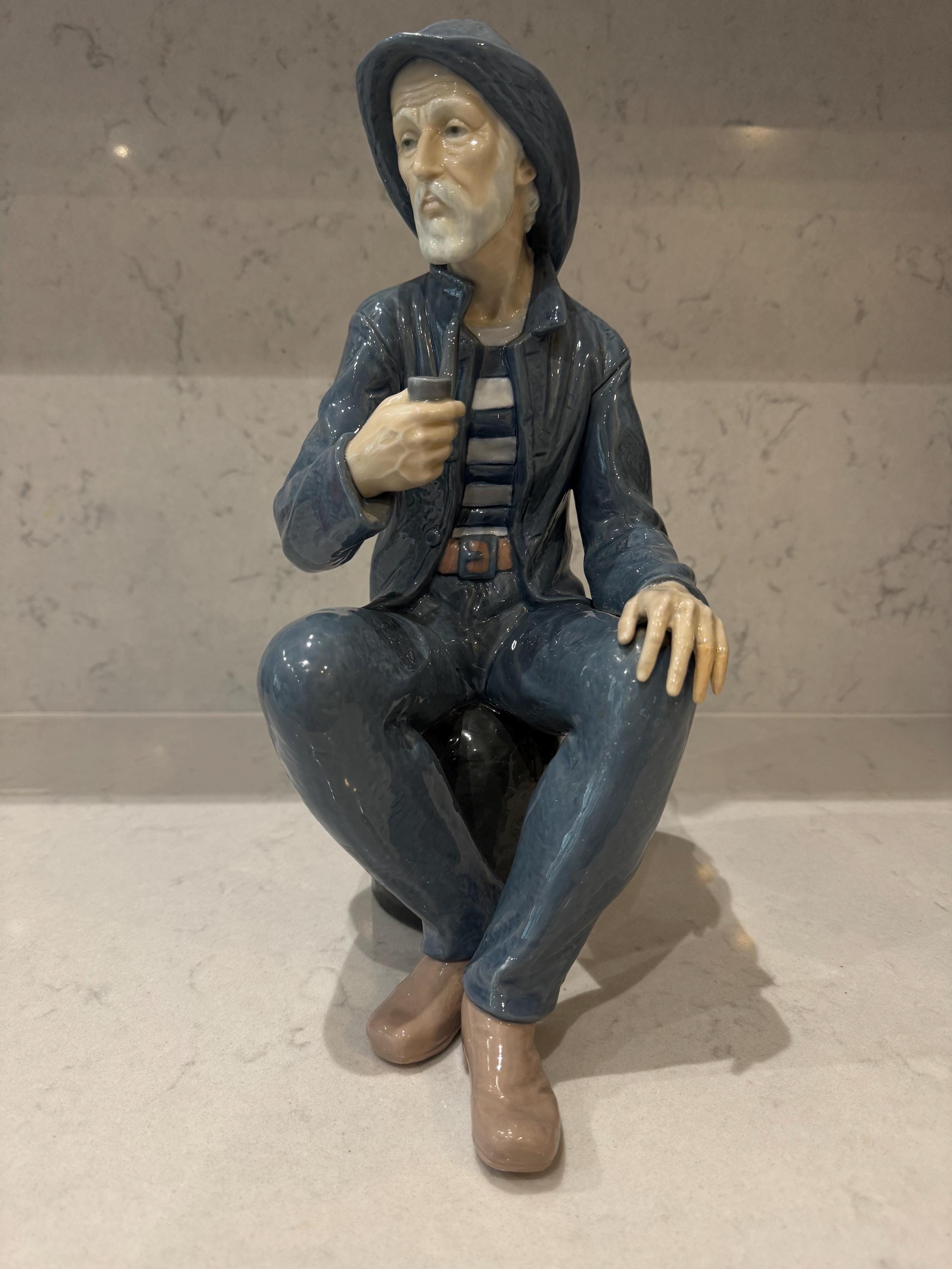 Lladro NAO Figurine Old Fisherman Sailor Smoking Pipe - 39cm Tall