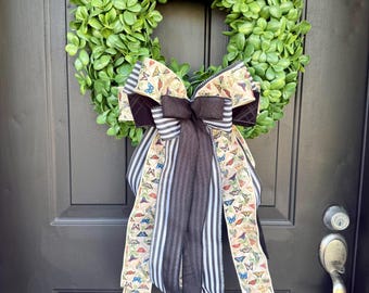 Boxwood Wreath with Bow for All Seasons:  Front Door Decor