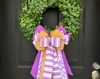 Boxwood Wreath with Bow for All Seasons:  Front Door Decor