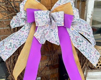 Wreath with Spring Bow:  Front Door Decor