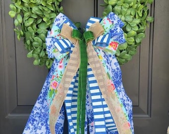 Wreath with Spring Bow:  Front Door Decor
