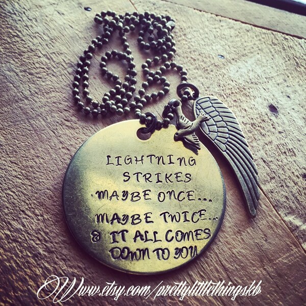 Hand Stamped Brass Necklace with Fleetwood Mac Stevie Nicks Quote