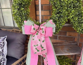 Boxwood Wreath with Spring Bow:  Front Door Decor