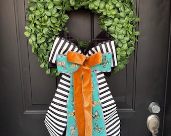 Boxwood Wreath with Bow for All Seasons:  Front Door Decor
