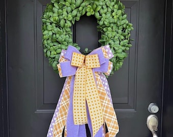Boxwood Wreath with Bow for All Seasons:  Front Door Decor