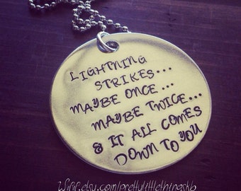 Hand Stamped Aluminum Necklace with Fleetwood Mac Stevie Nicks Quote.