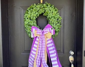 Boxwood Wreath with Bow for All Seasons:  Front Door Decor