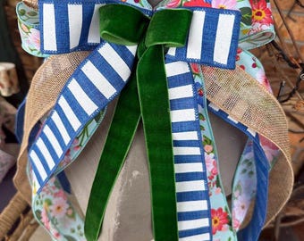 Wired Ribbon Bow for Your Wreath:  Front Door Decor