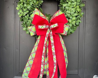 Boxwood Wreath with Bow for All Seasons:  Front Door Decor