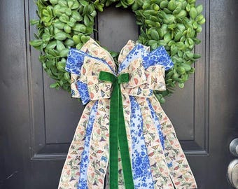 Boxwood Wreath with Bow for All Seasons:  Front Door Decor