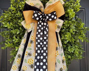 Boxwood Wreath with Bow for All Seasons:  Front Door Decor