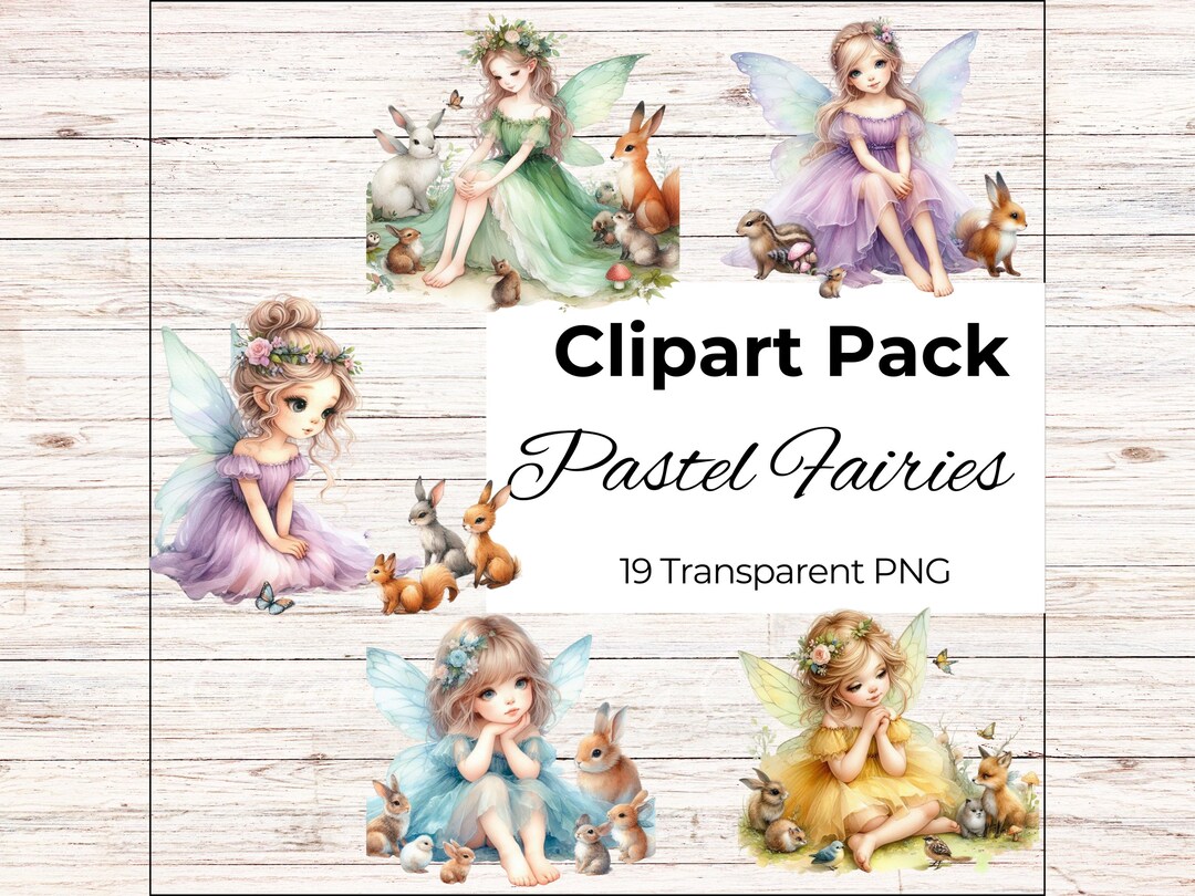 Fairy Clipart PNG, Pastel Watercolour Fairies & Garden Art (digital ...