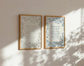 Set of 2 Fruit Of The Spirit Wall Art: Christian Bible Verse Print (Digital Download)