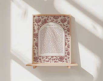 Psalm 91 Vintage Floral Christian Artwork: Scripture Wall Art, Bible Verse Print