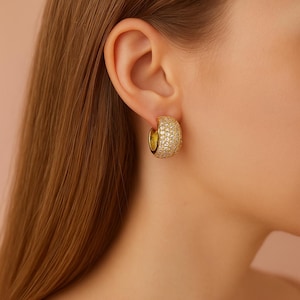 Dainty Zircon Stone Hoop Earrings – Elegant Everyday Jewelry