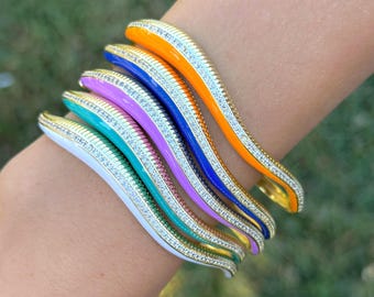 Colorful Enamel Bangle Bracelet, Chic Minimalist Jewelry