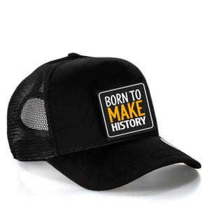 Gorra snapback motivacional "Nacido para hacer historia" / Parche de velcro extraíble / Gorra de malla ajustable