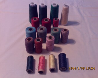 Serger Thread Assorted size spools and colors.