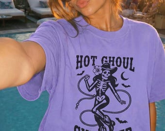 Koszulka Hot Ghoul Summer Cowgirl Skeleton | Koszulka Summerween Western Spooky, Comfort Colors 1717