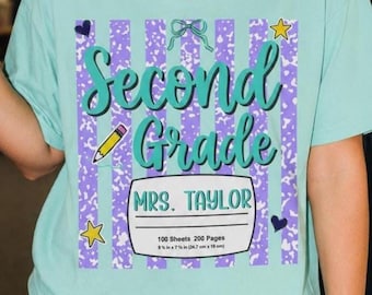Maglietta personalizzata per insegnanti dalla scuola materna alla seconda elementare / Maglietta preppy personalizzata per insegnanti delle elementari, per il ritorno a scuola