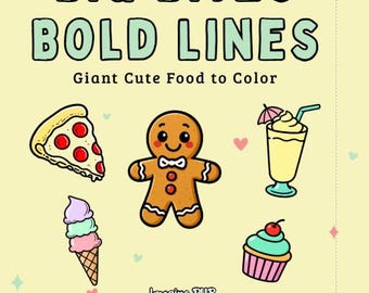 Kawaii Food Coloring Pages – Cute Bold Line Art (Digital Download)
