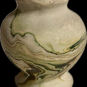 NEMADJI POTTERY Vase W/ Vibrant Green and Brown Swirl Finish