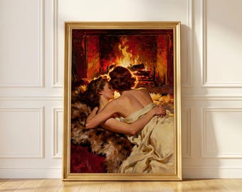Embers - Vintage Sapphic Femme Romance 50s Style Retro Digital Wall Art Poster Print