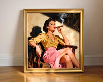 Smoke and Satin 3 - Weibliche Empowerment Femme Fatale Zellstoff Comic inspiriert Vintage 50s Style Retro Wand Kunst Poster Druck
