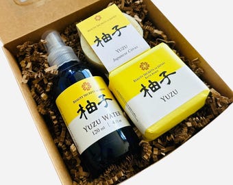 Japanese Yuzu Bath & Body Gift Set: Floral Water, Bath Bomb, Soap