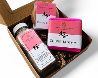 Handmade Sakura Cherry Blossom Bath Set | Spa Gift