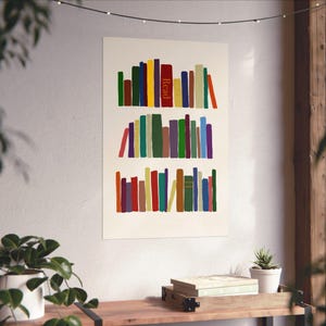 Impressão colorida para leitura na biblioteca: pôster vertical fosco, presente para amantes de livros