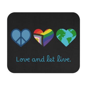 Tappetino per mouse Peace Pride Earth hearts / Vivi e lascia vivere