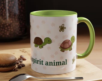 Turtle Spirit Animal Coffee Mug, Vibrant Ceramic Accent Mug