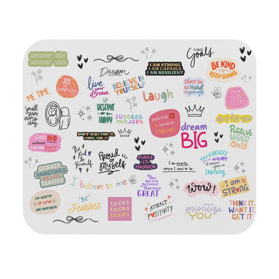 Positive Affirmations Doodles Collage Mouse Pad - Etsy