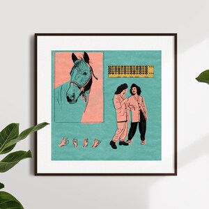 Mid-Century Mexican Women Art Print, Textured Watercolor Paper image 2