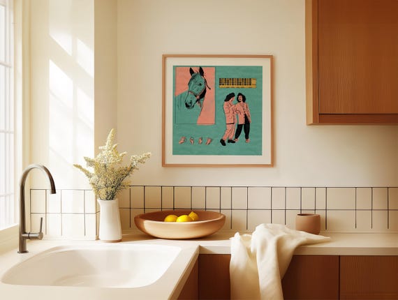 Mid-Century Mexican Women Art Print, Textured Watercolor Paper