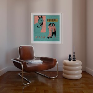 Mid-Century Mexican Women Art Print, Textured Watercolor Paper image 4